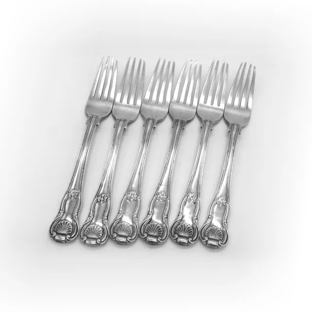 Kings 6 Forks Set Indian Colonial Sterling Silver 1850s Mono B