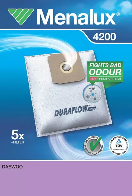 Menalux 4200 Sacchetti per Traini Daewoo Fortis 900196134 5pz + 1 Filtro