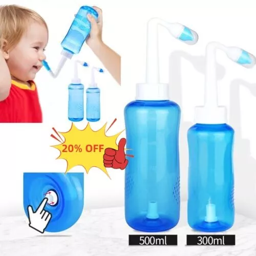 500/300 ml kit de lavado nasal olla Neti enjuague sinusal botella lavado de nariz irrigador S-NUEVO
