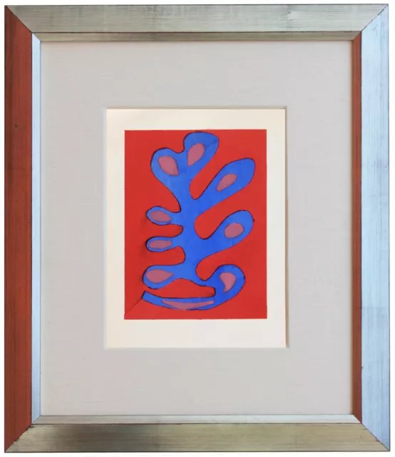 Exquisite Henri Matisse Pochoir from 1953 "Algues Blue & Red" Cut-Outs w. COA.