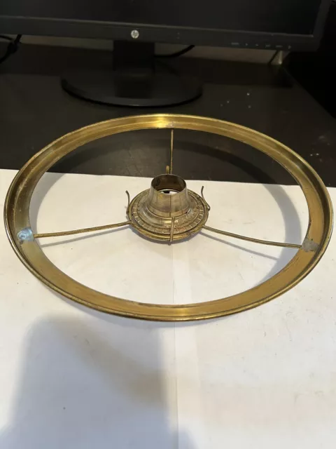 Vintage Brass Rim 3 Leg Plated Spider 10” Shade Holder 2.5” Center Hole Oil Lamp