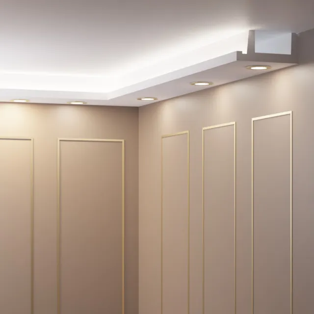 12m Moderno LED Tira + 1 Esquina Interior OL-35 Weiß para Elegante Iluminación