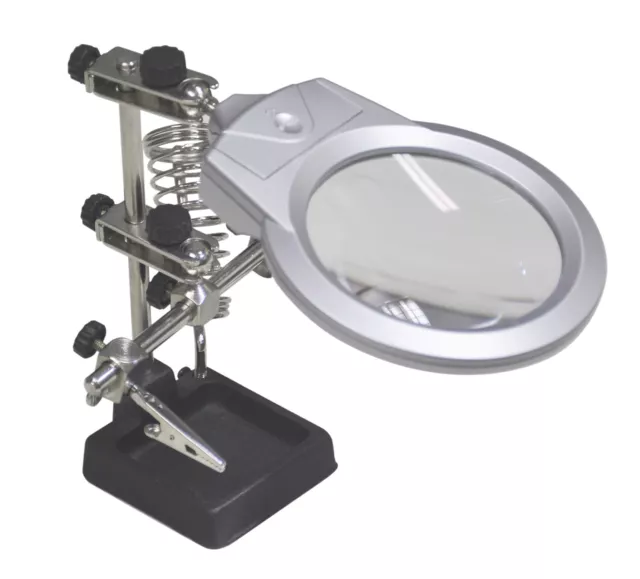 Illuminated LED Soldering Iron Stand Helping Hands Magnifying Glass Magnifier