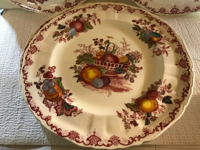 Lot Of Seven Vintage Dinner Plates From England "Fruit Basket Design"