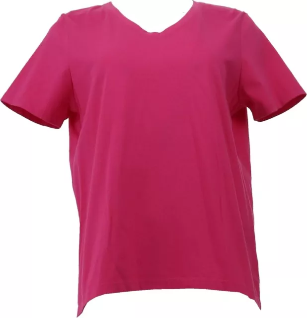 Lands' End Women's V-Neck T-Shirt Brilliant Fuchsia PM NEW 411454