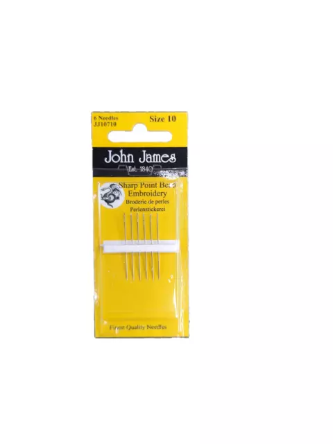 John James Sharp Point Perlensticknadeln 6er Pack Größe 10 Qualität JJ10 2