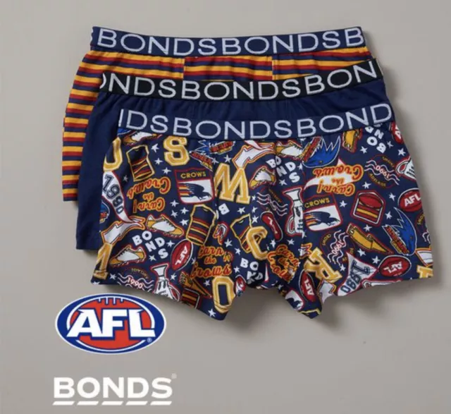 Boys Size 10-12  BONDS  AFL ADELAIDE CROWS pack 3 COTTON trunks NEW  81203