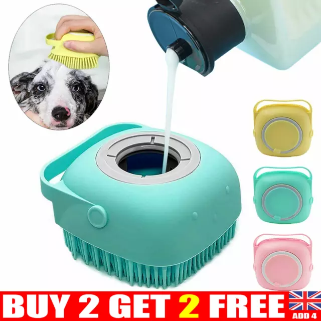 Pet Dog Cat Massage Bath Brush Scrubber.Shampoo Silicone Dispenser Shower Soft