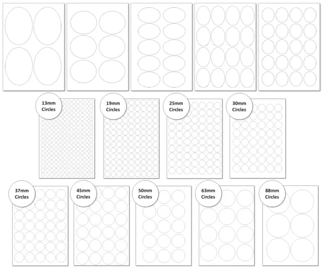 Round & Oval Labels On A4 Sheets - Labels Stickers for Laser Inkjet Printers