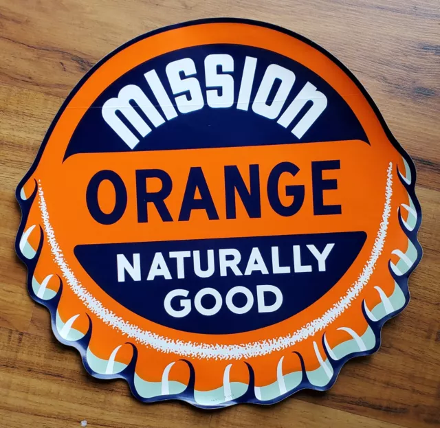 VINTAGE MISSION ORANGE STICK ON DECAL SIGN 13" Circa1960