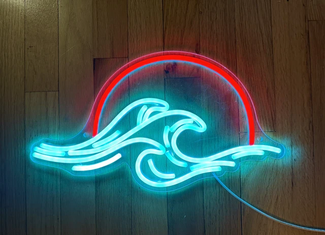 Sunset Neon Sign for Room Decor, Beach Wave LED Sign, 16"x11" x1" High Quality!