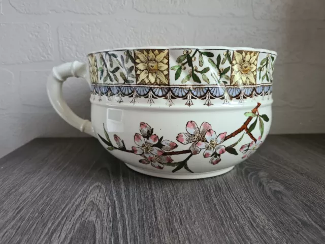 Antique China Floral Chamber Pot / Planter, Diamond Lozenge Mark