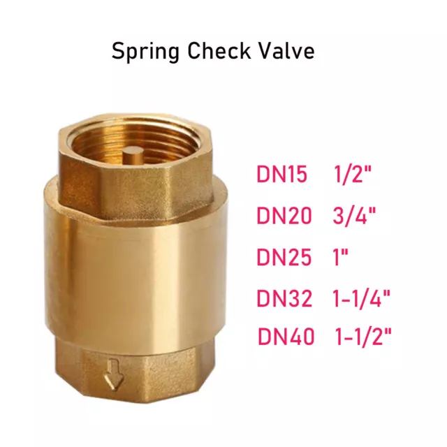 Spring Check Valve - 15/20/25/32/40mm - Brass -Non Return Valve New 3