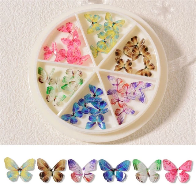 ongles Acrylique Strass Charmes à ongles 3D Mini papillon Décoration d'ongle 8
