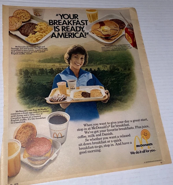 VINTAGE 1970S MCDONALDS Breakfast AD Egg McMuffin We Do It All For You ...