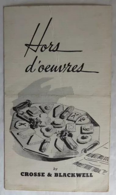 Vintage Cross & Blackwell Hors D'oeuvres Recipe Card             (Inv13509)