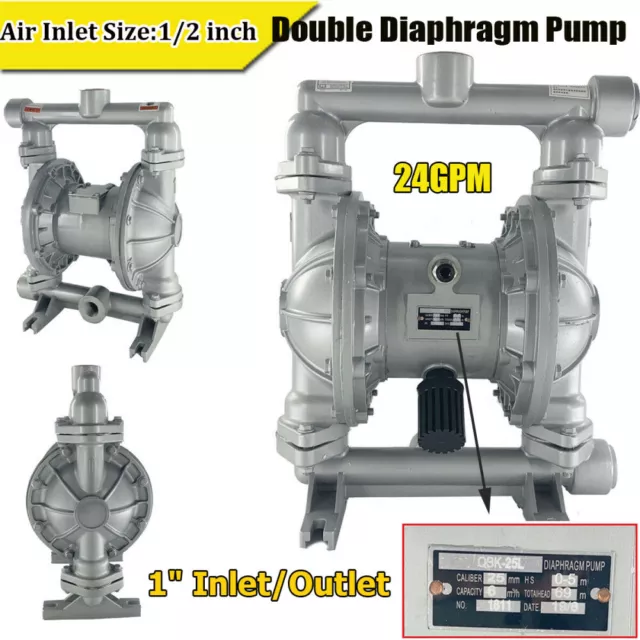 24GPM Air-Operated Double Diaphragm Pump 1INCH inlet/outlet f/Industrial Waste