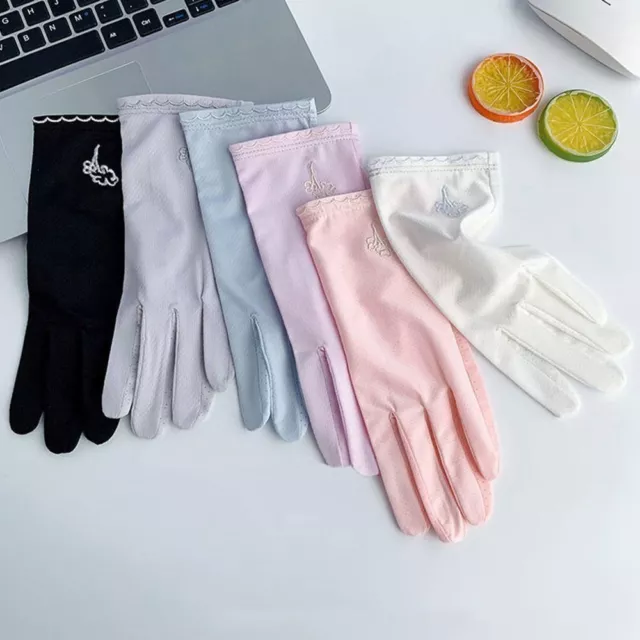 Summer Sunscreen Sun Protection Gloves Ice Silk Gloves Mittens Anti-UV  Gloves
