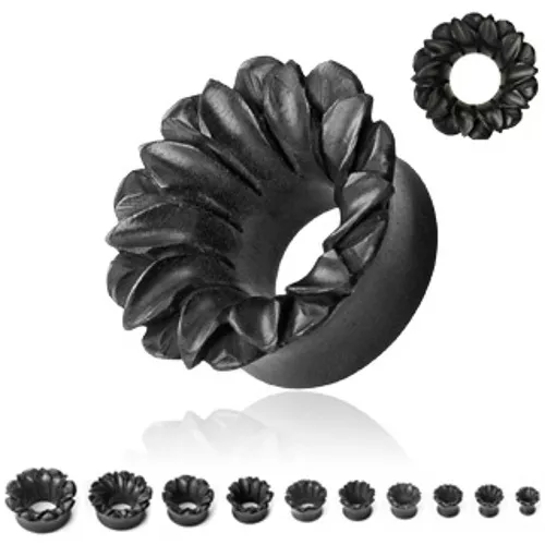 Organic BLACK Wood Lotus Ear Plugs Tunnels Gauges 2g 0g 00g 1/2 9/16 5/8 3/4 7/8