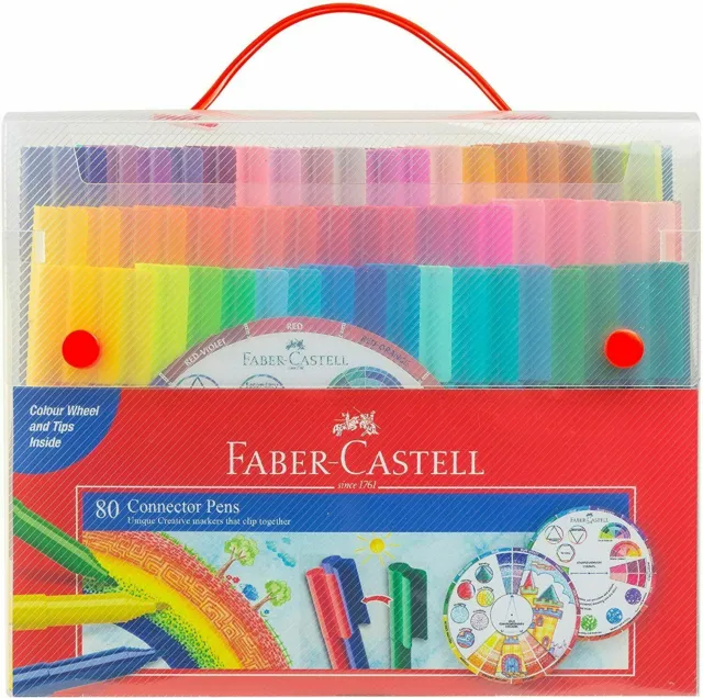 Faber-Castell Vibrant Connector Pen Colour Markers, Assorted – Pack of 80,