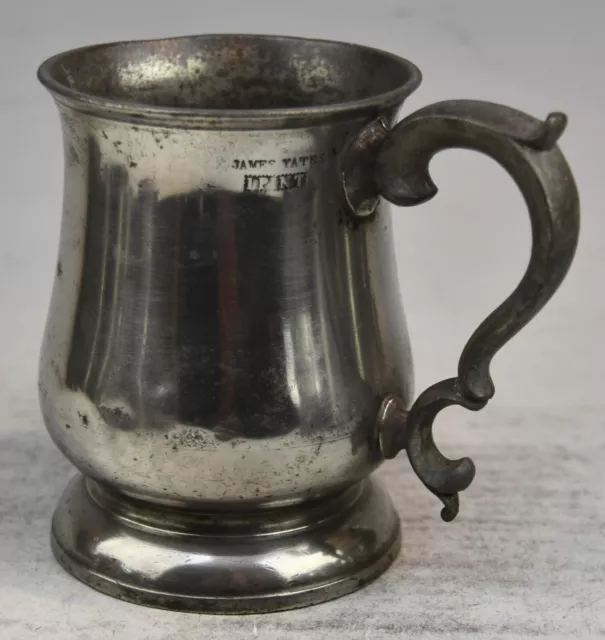 Fine Antique Pewter ½ Pint Tankard Mug Measure By James Yates Devon Verif C19Th