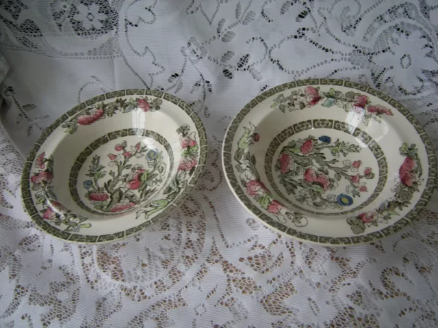 Two X Vintage Johnson Bros "Indian Tree" Small Rimmed Cereal/Soup Bowls