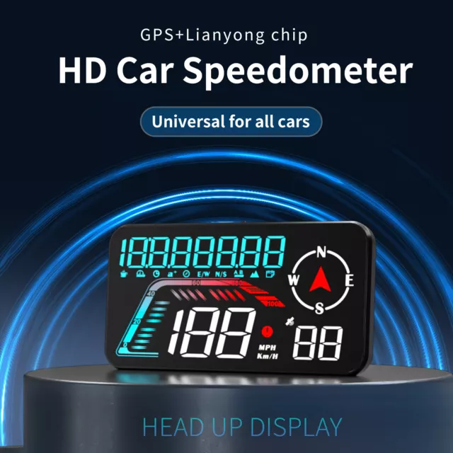 5.8" Digital GPS Speedometer Car HUD Head Up Display 16:9 Warning Large Display