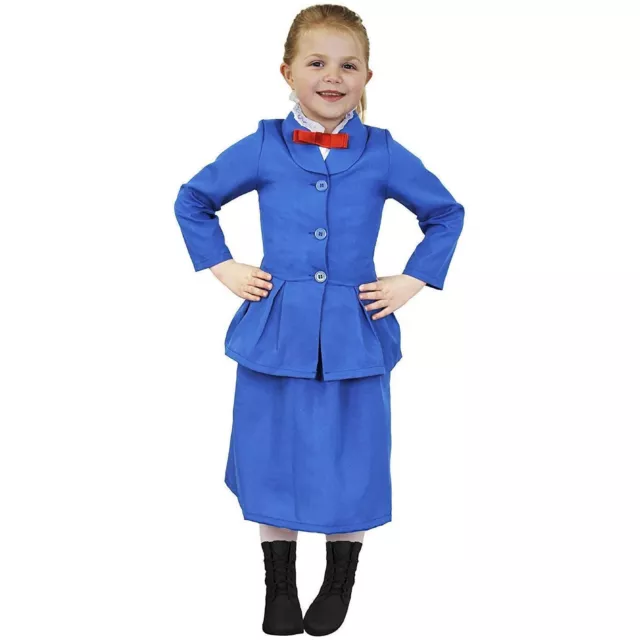 Childs Magical Nanny Costume Book + Film Character Victorian Fancy Dress Kids