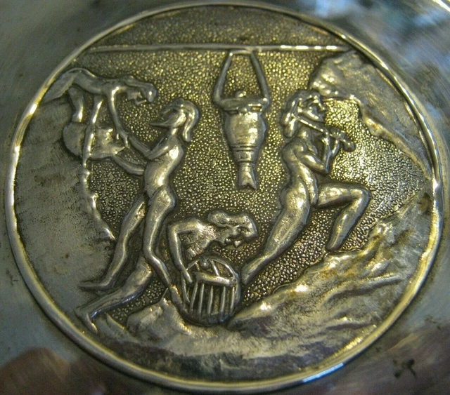 900 Silver 1970 SCALISTIRI CONCERN (Mining) Ancient Greek Design 4.5" Dish 55g