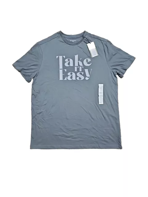 *NUEVO CON ETIQUETAS* Camiseta Goodfellow & Co. para Hombre "TAKE IT EASY" Talla LG Gris Trueno Y64