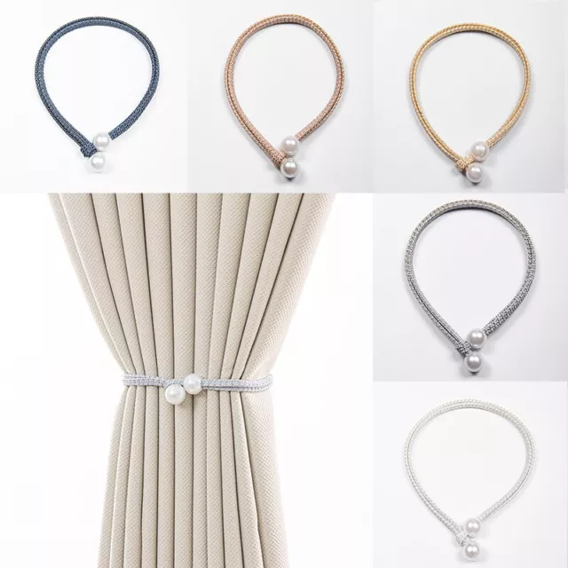 2X Pearl Curtain Tie Backs Tieback Buckle Holdbacks Clips Rope Home Decor HOT