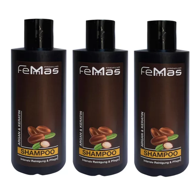 FemMas Argan & Keratin Shampoo 300ml Haarshampoo 3 Stück