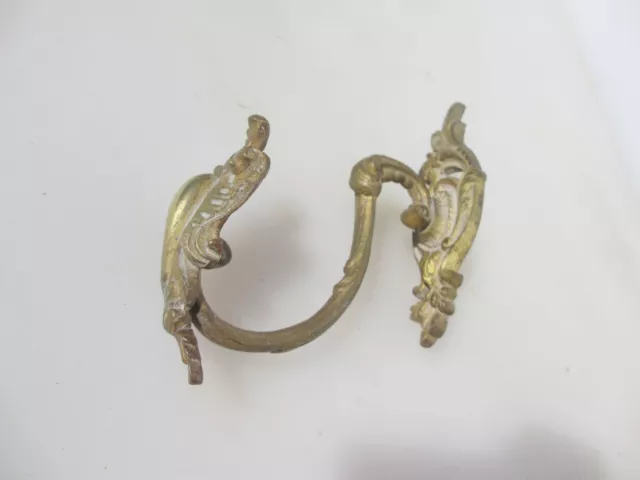 Antique Brass Curtain Tie Back Hook French Old Victorian Rococo Gilt Hanger x1