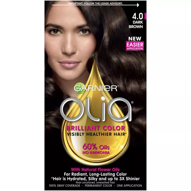 Garnier Olia Ammonia Free Permanent Hair Color, 100% Gray Coverage (Packaging