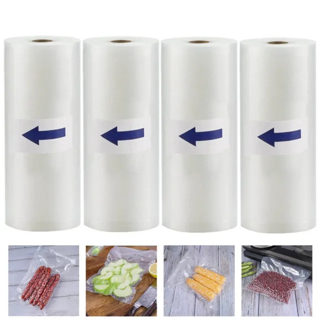 4 Rolls 8"x50' Embossed Vacuum Sealer Bags Food Saver Sous Vide Storage Bag 4mil