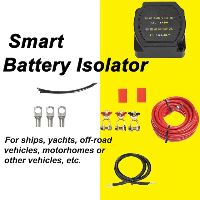 12V DUAL BATTERY System Isolator Voltage Sensitive Relay with Cables