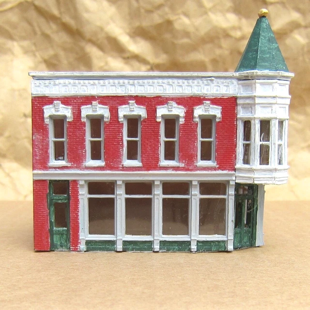BUILTUP DOWNTOWN CORNER TURRET BUILDING by DPM Mayhayred Trains N