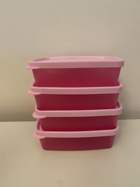 Tupperware Pink 250ml Shallow Square Round Containers Set Of 4