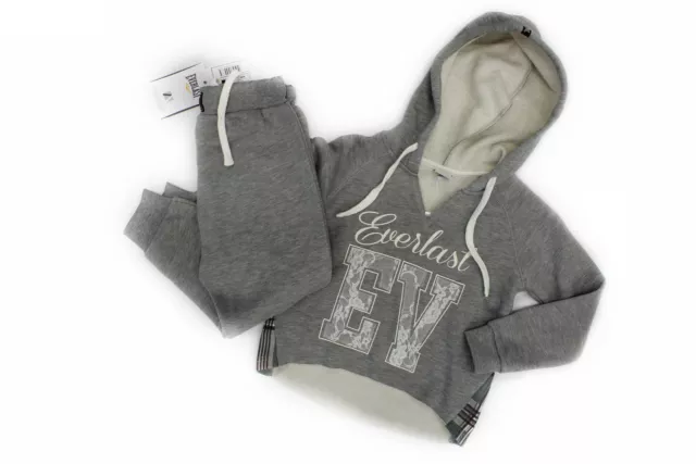 Completo tuta da bambina grigia Everlast junior con cappuccio manica lunga moda