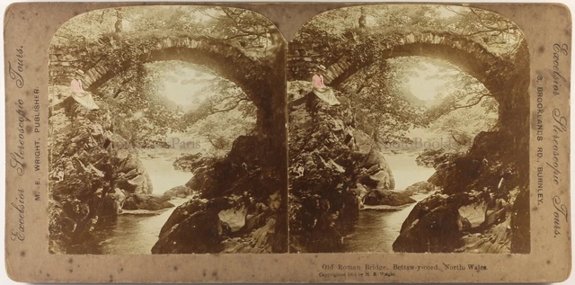 UK Pays De Galles Brücke Römisch 1901 Foto Stereo Vintage