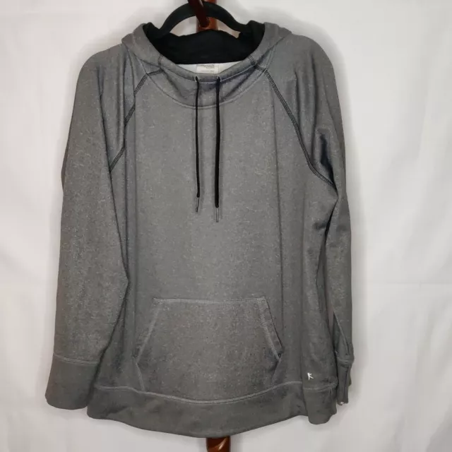 Danskin Now women's 2X hooded activewear pullover gray long sleeve large pocket