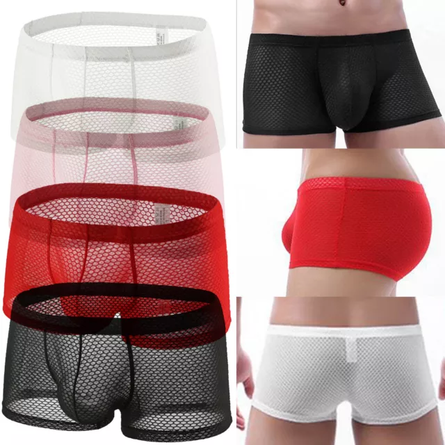 Summer Mens Sexy See-Through Boxer Shorts Loose Lounge Underwear Sheer Mesh  Trunks Pants Man Breathable Lounge Bottom Pant - AliExpress
