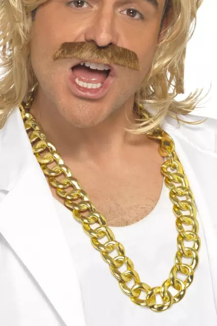 MENS GANGSTER CHUNKY GOLD CHAIN NECKLACE RAPPER 80s 90s PARTY