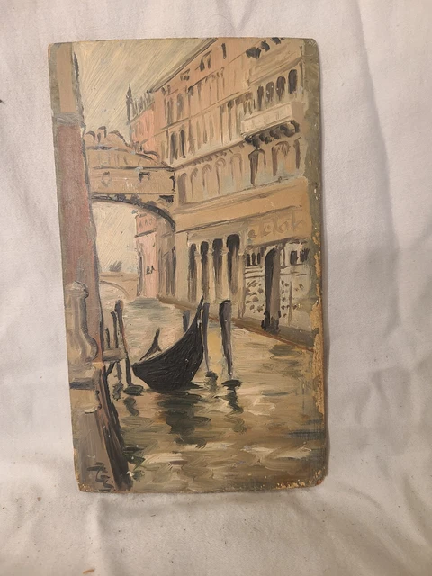 Antique Nautical Painting Oil on Board, Nautical, Folk art, Decorative Petite