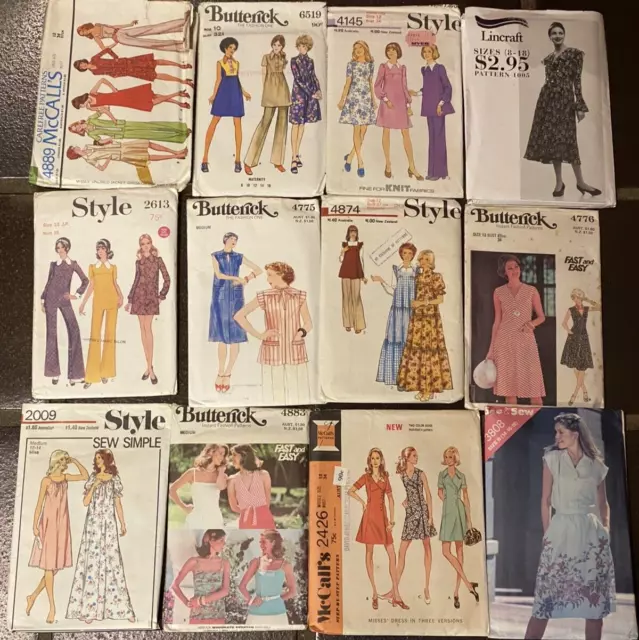 Bulk Lot 12 Vintage Retro Ladies Women Dress Sewing Patterns Pants Suits etc