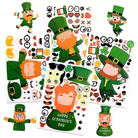 XIMISHOP 24 PCS Make A St Patrick's Fairy diy Stickers, Make Your Own St.