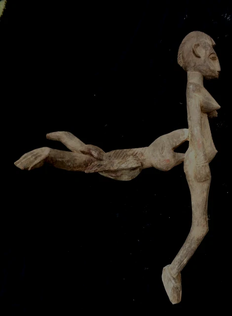 Arte tribal africano fino figura antropo-zoomórfica 82 cm Ntono Banama de colección