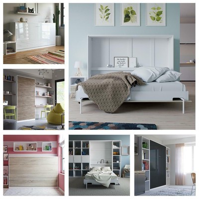 Latto Armadio SMARTBett Standard 90x200cm Orizzontale Quercia Selvatica/Bianco Comfort Letto Ribaltabile Letto A Muro Letto A Scomparsa Letto A Parete 