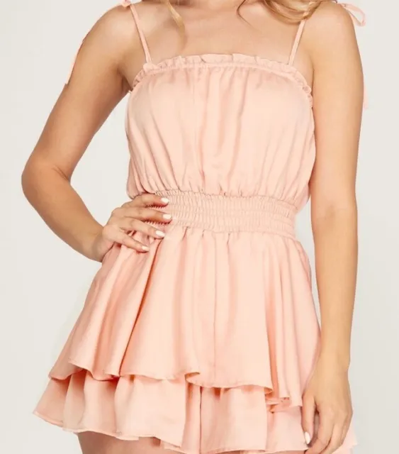 Ruffled Peachy Pink Romper