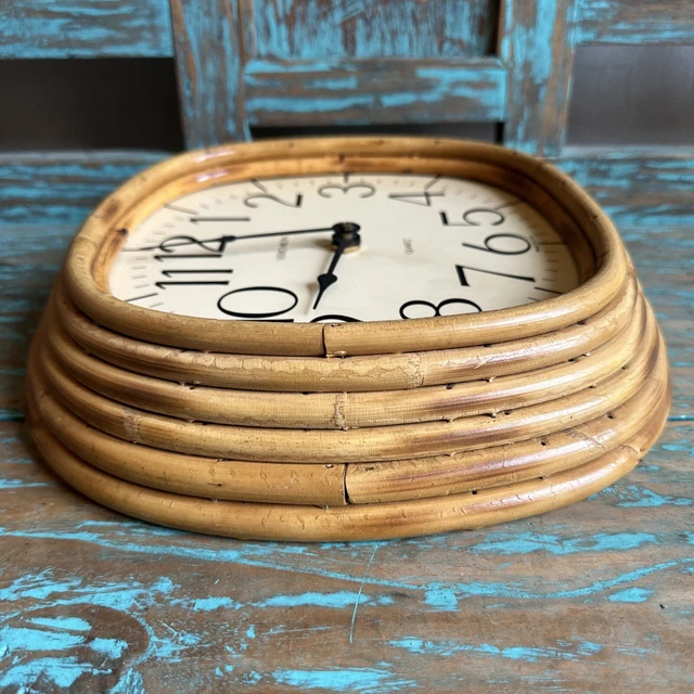 VINTAGE VERICHRON STACKED Bamboo Wall Clock Quartz Movement 11”Made In